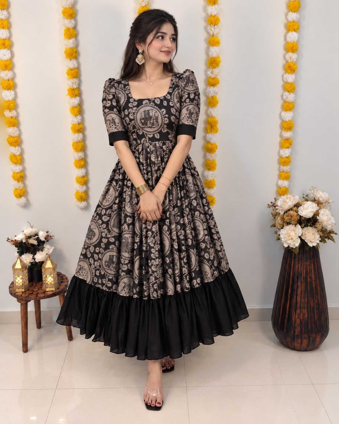 Sarita Vichitra Silk Printed Gown
