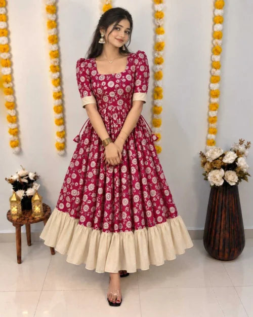 Sarita Vichitra Silk Printed Gown