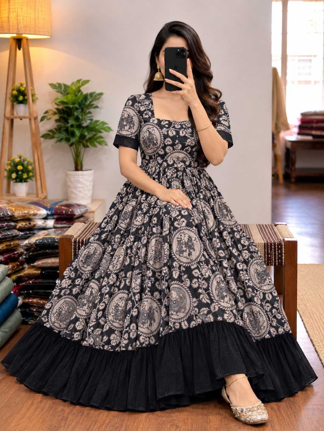 Sarita Vichitra Silk Printed Gown