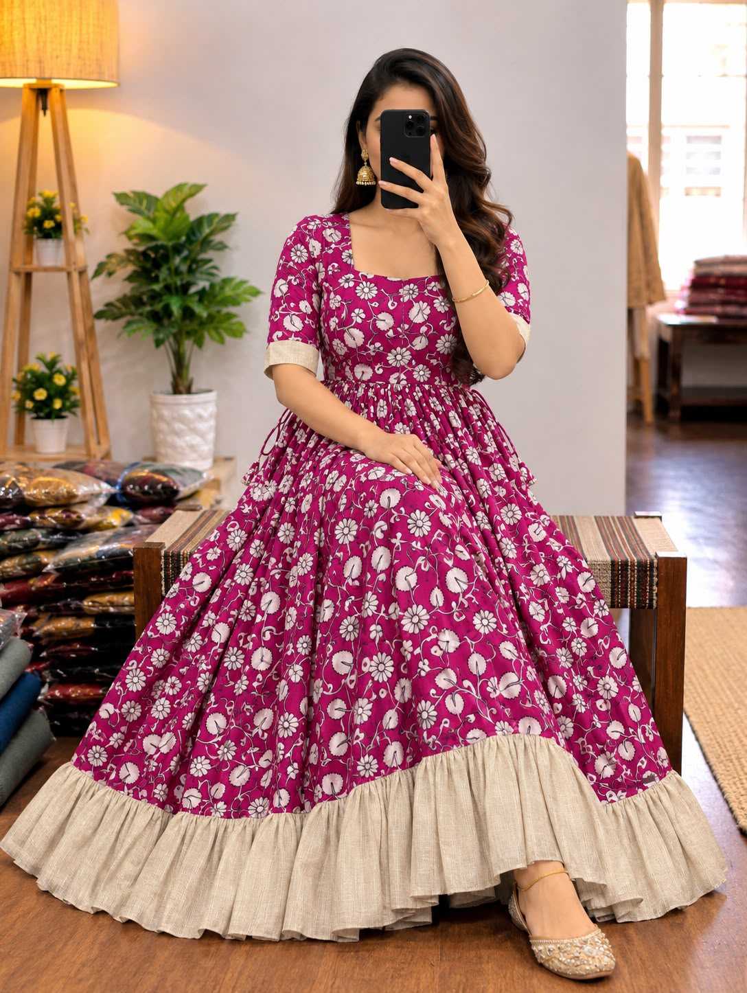 Sarita Vichitra Silk Printed Gown