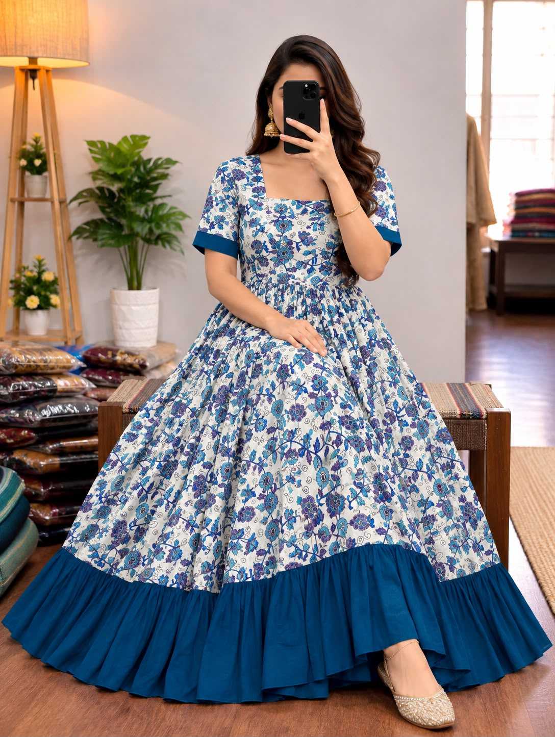 Sarita Vichitra Silk Printed Gown