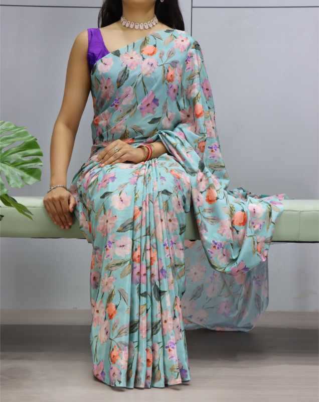 Crepe Silk Designer Saree in Purple
