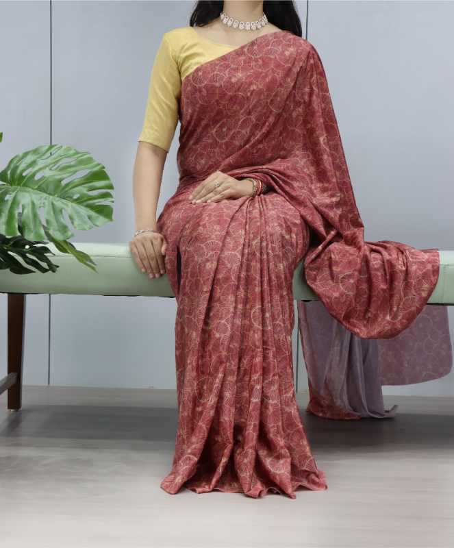 Crepe Silk Designer Saree in Purple