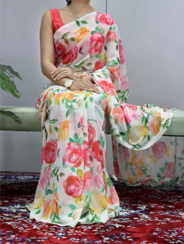 Cotton Designer Saree in Sky Blue