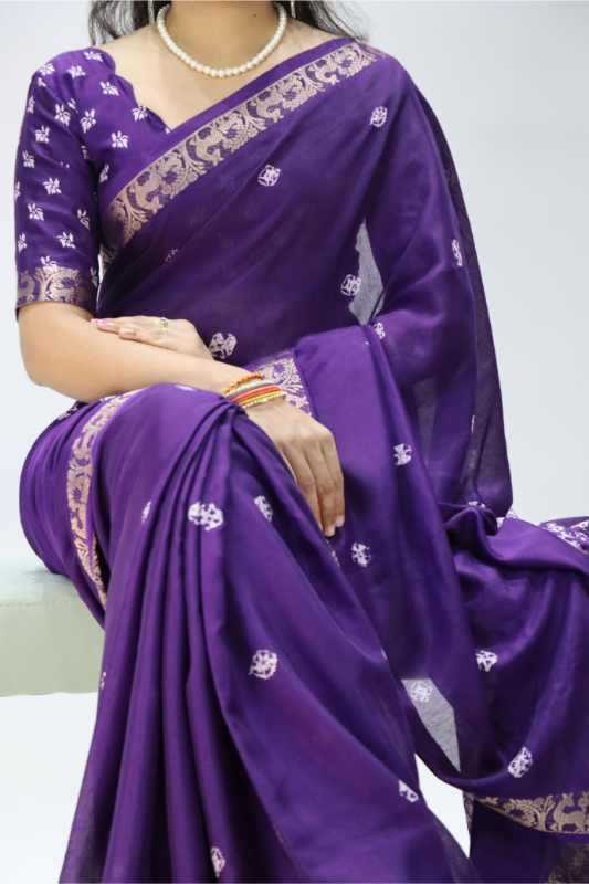 Silk Printed Saree in Sea Blue