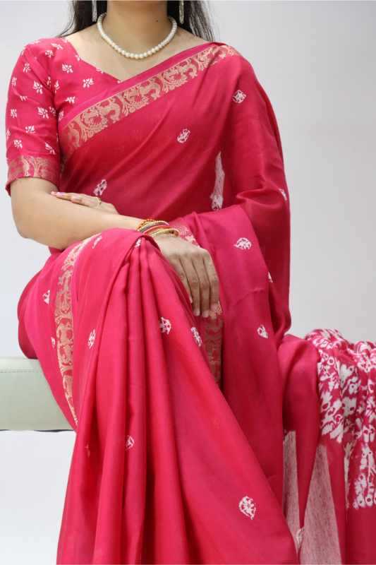 Silk Printed Saree in Sea Blue