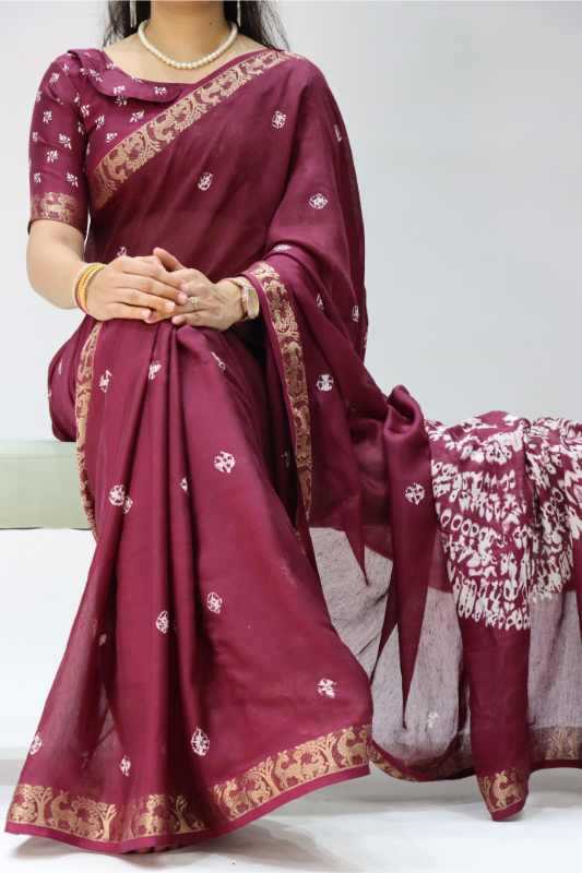Silk Printed Saree in Sea Blue