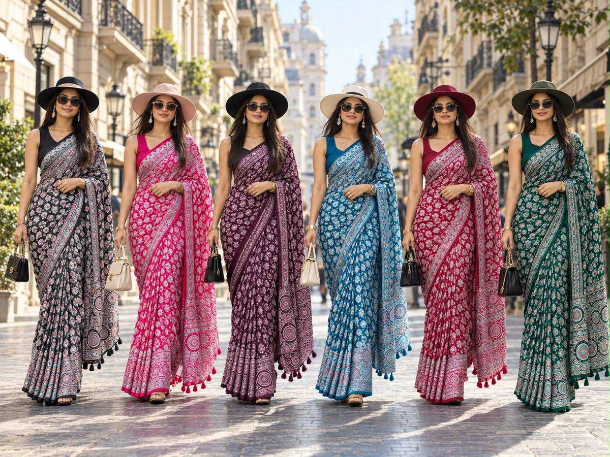 Japan Sartin Printed Saree 3202