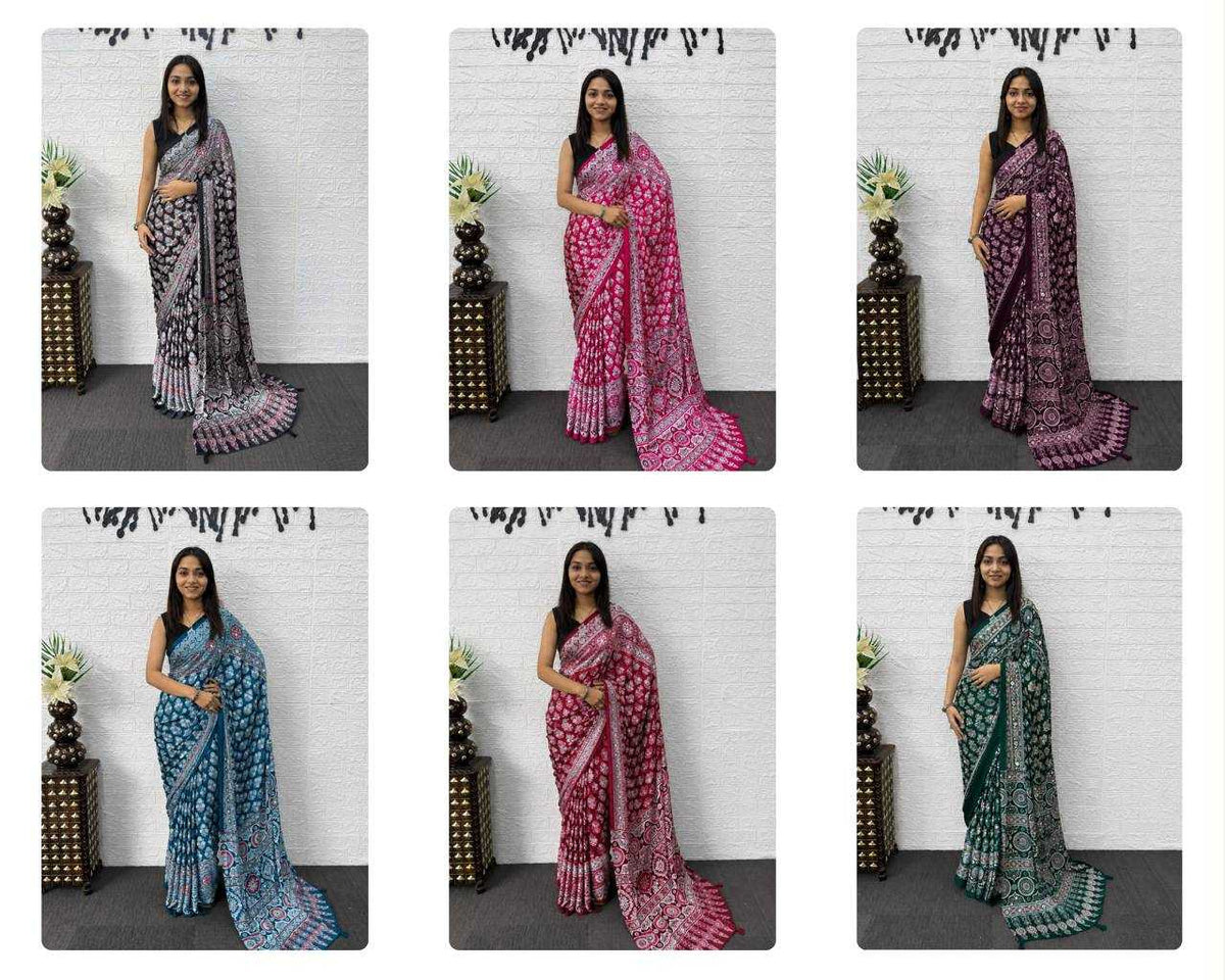 Japan Sartin Printed Saree 3202