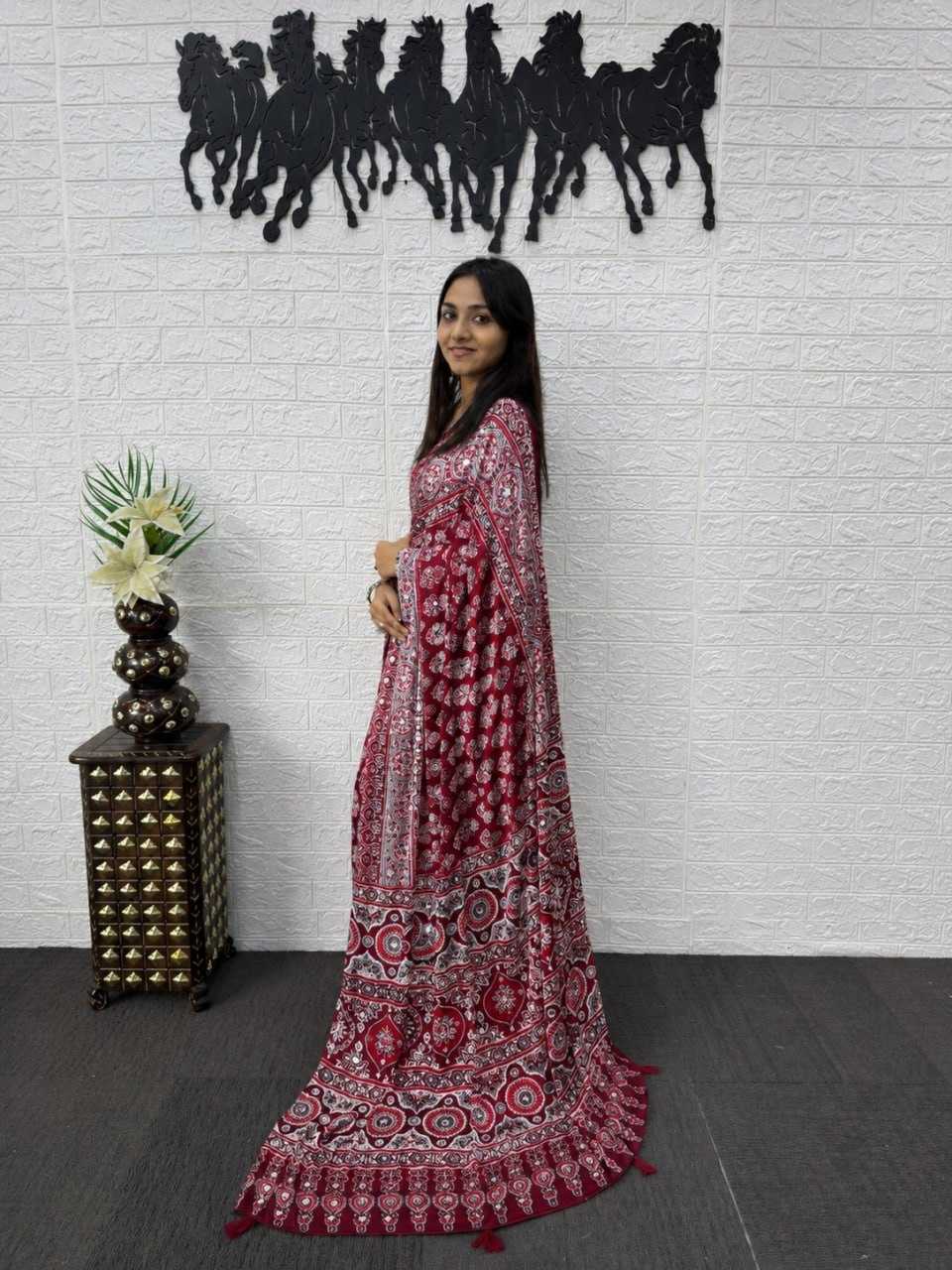 Japan Sartin Printed Saree 3202
