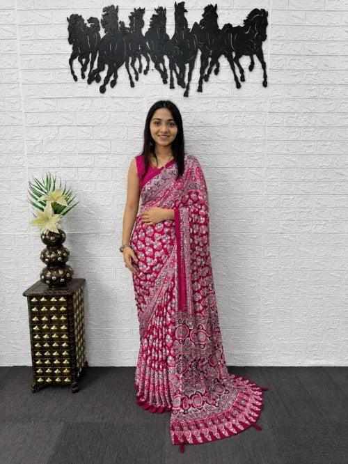 Japan Sartin Printed Saree 3202