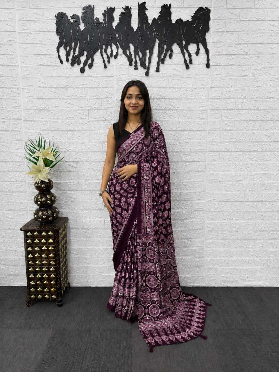 Japan Sartin Printed Saree 3202