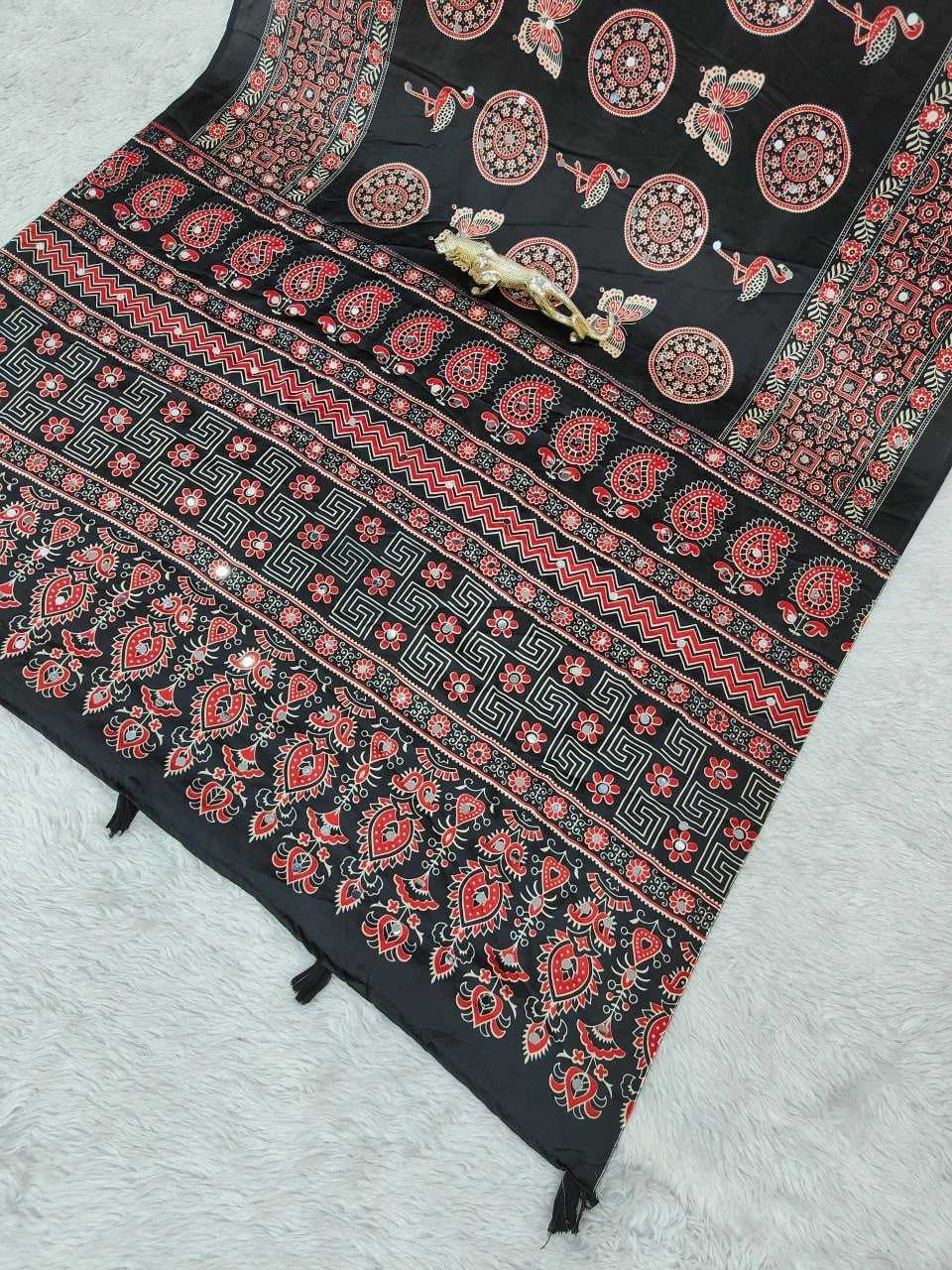 Japan Sartin Designer Saree in Navy Blue
