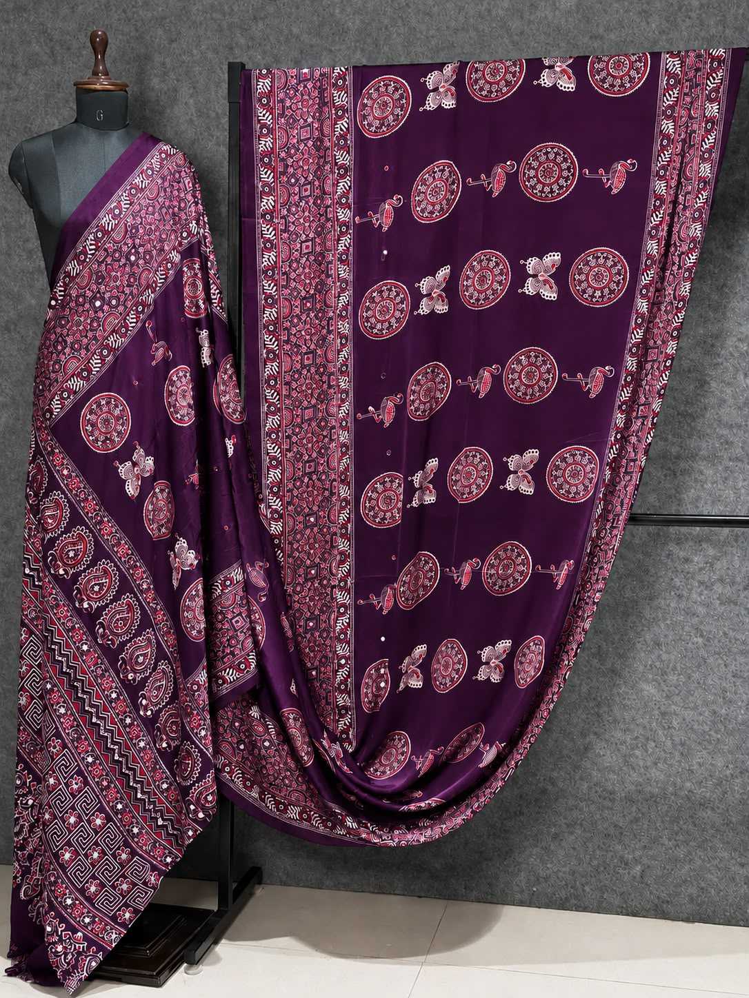 Japan Sartin Designer Saree in Navy Blue
