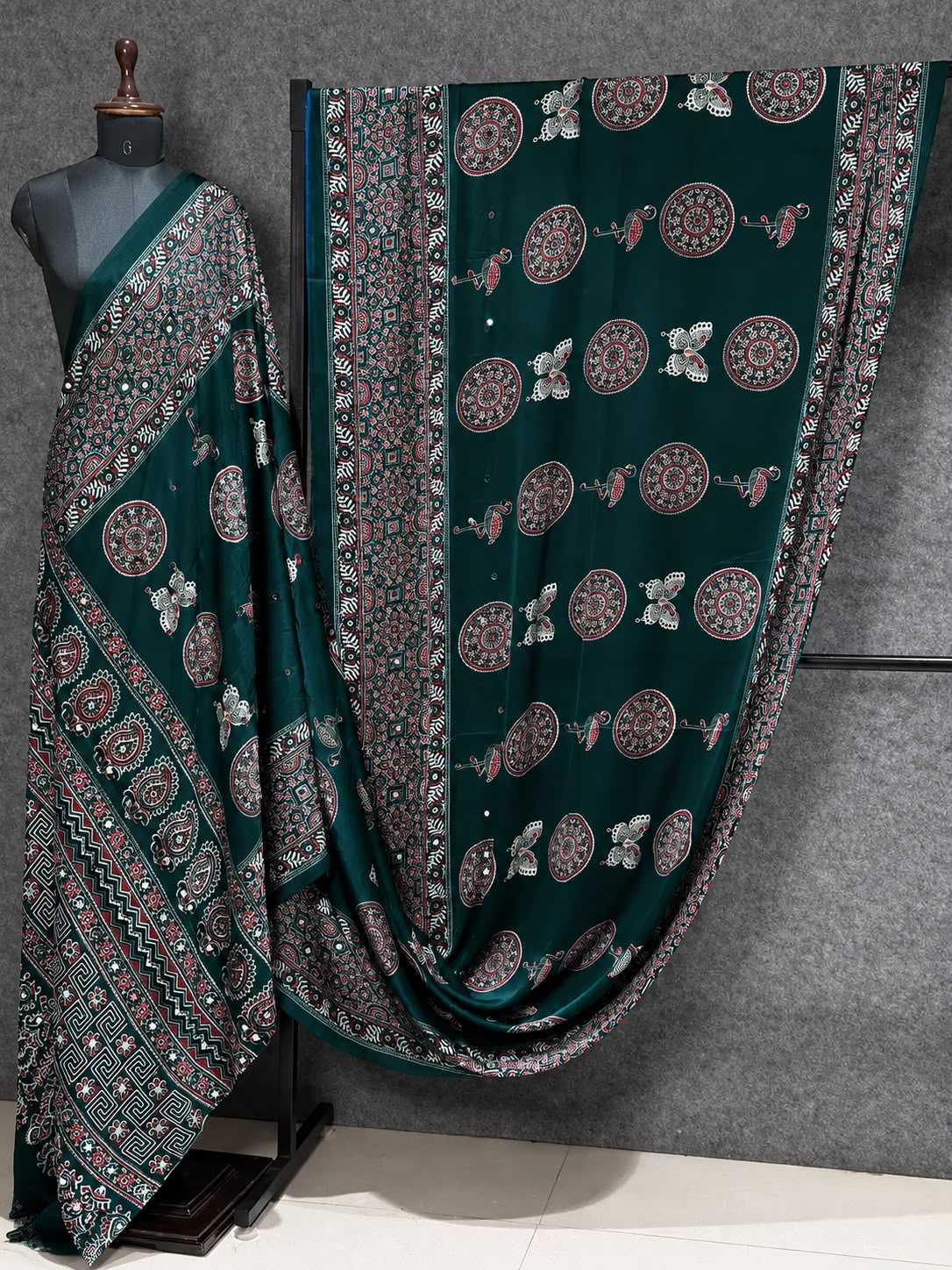 Japan Sartin Designer Saree in Navy Blue