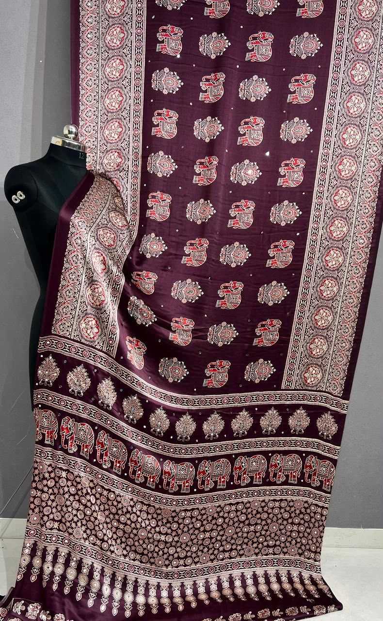 Japan Sartin Mirror Work Saree