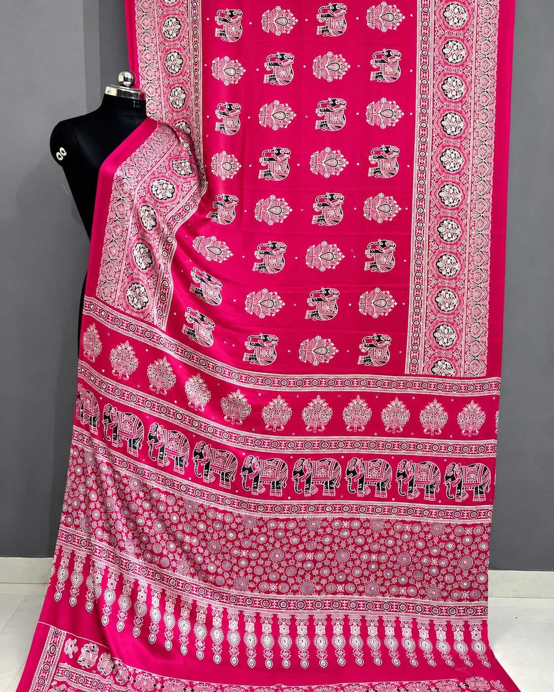 Japan Sartin Mirror Work Saree