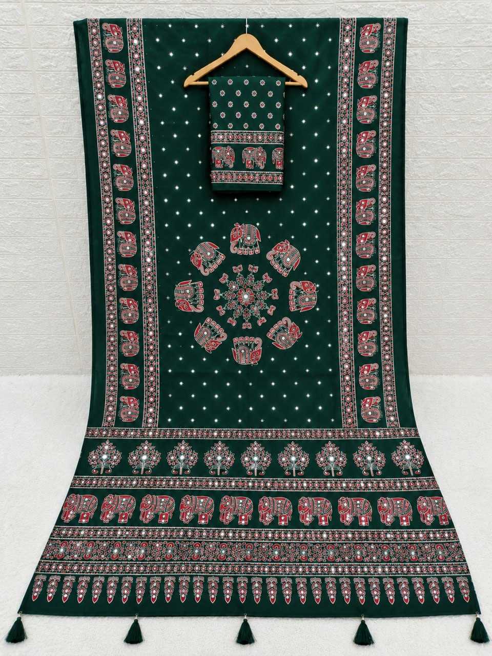 Japan Sartin Printed Saree in Blue