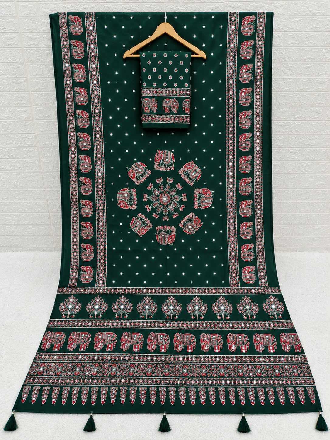 Japan Sartin Printed Saree in Pink