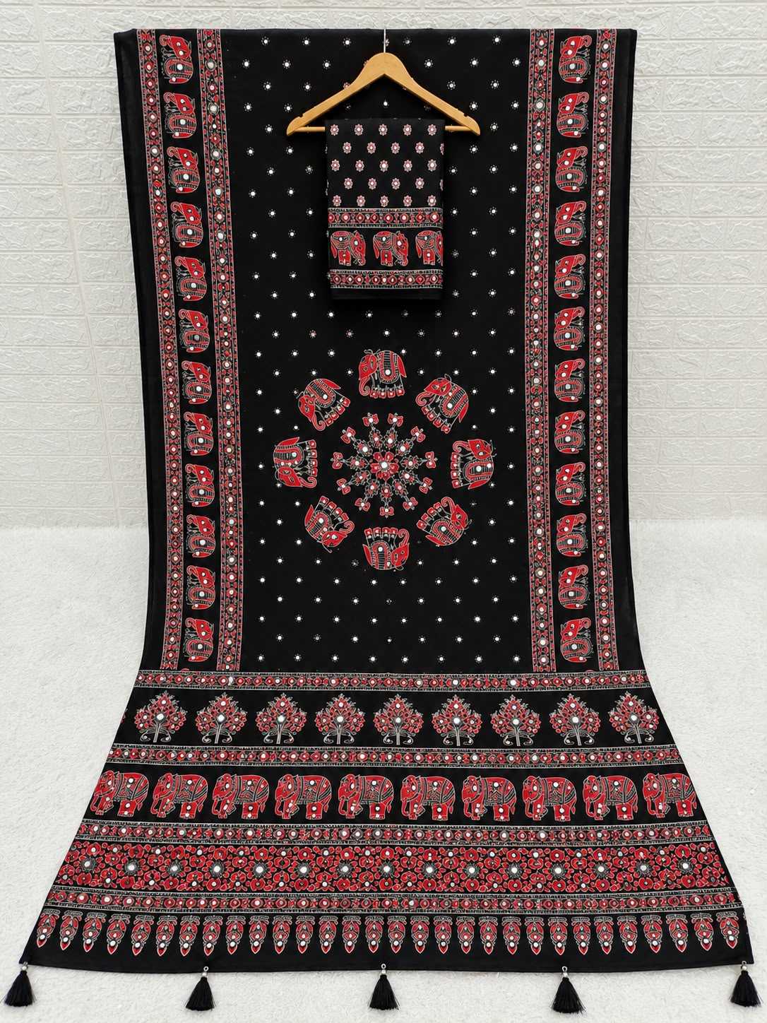 Japan Sartin Printed Saree in Pink