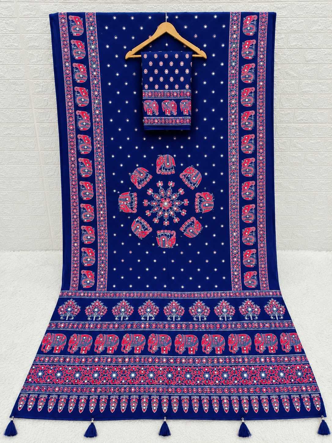 Japan Sartin Printed Saree in Pink