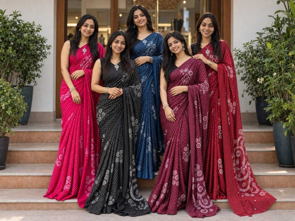 Japan Sartin Printed Saree in Black