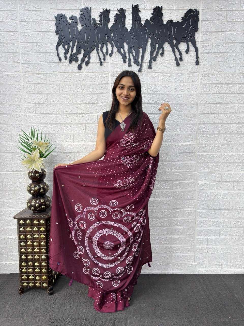 Japan Sartin Printed Saree in Black