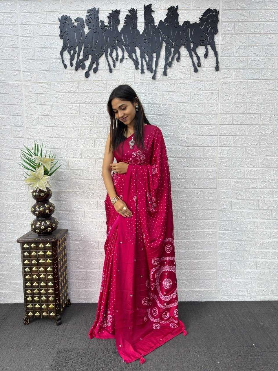 Japan Sartin Printed Saree in Black