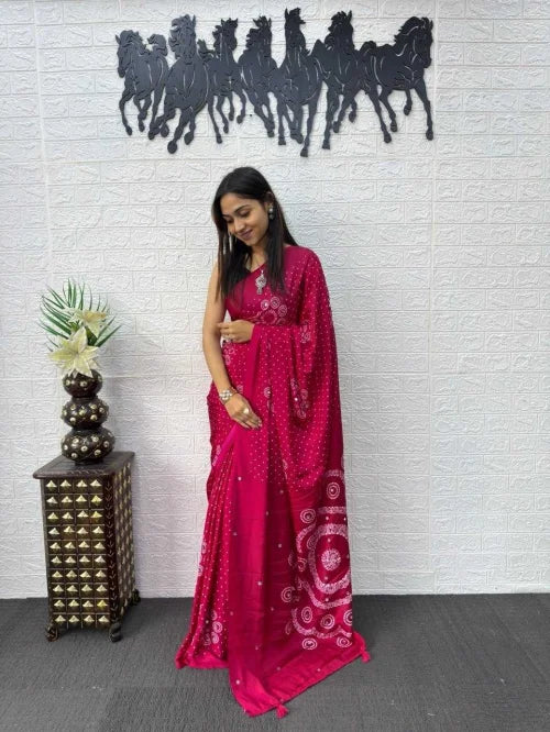 Japan Sartin Printed Saree in Black