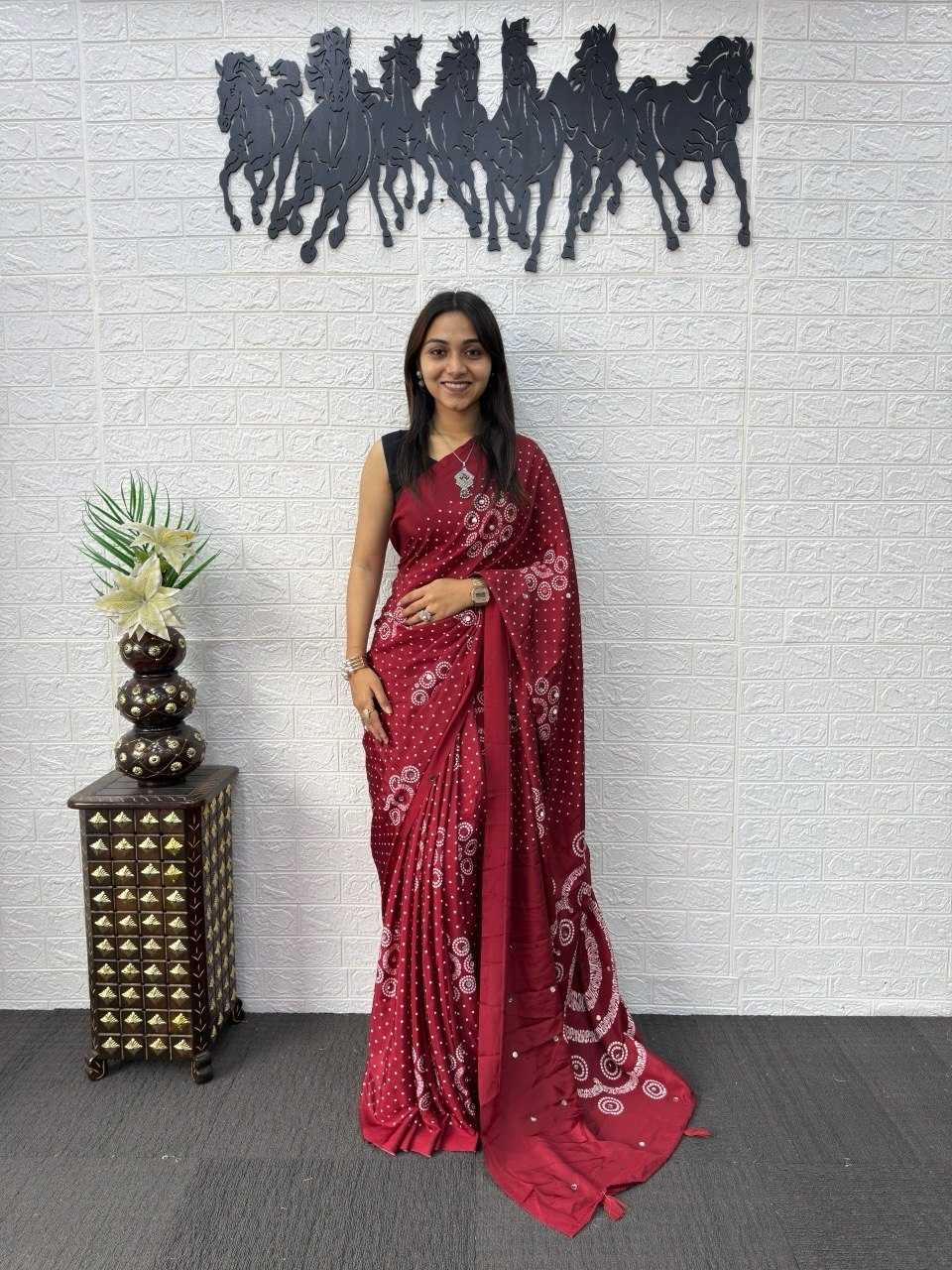 Japan Sartin Printed Saree in Black