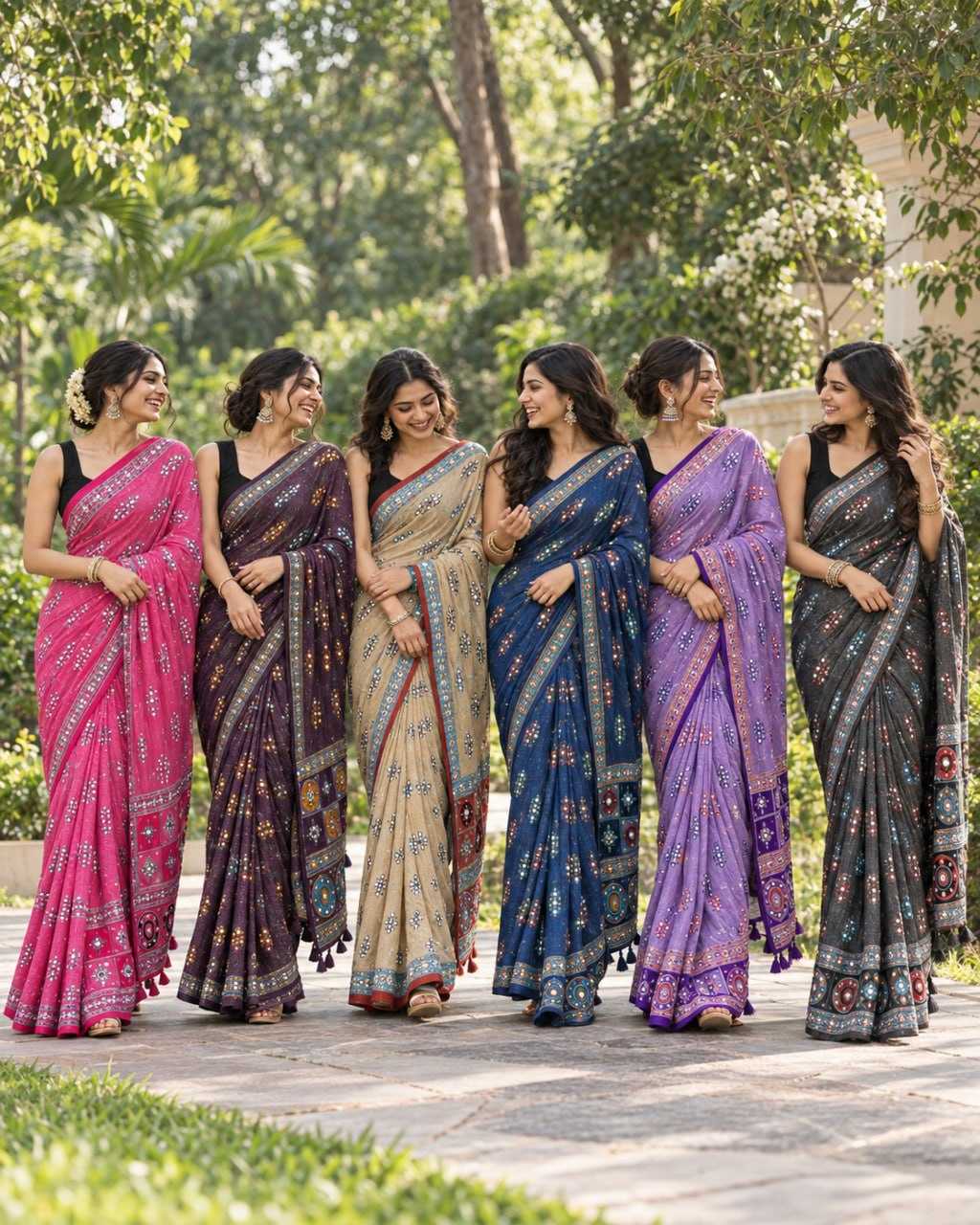 Japan Sartin Printed Saree in Dark Wine