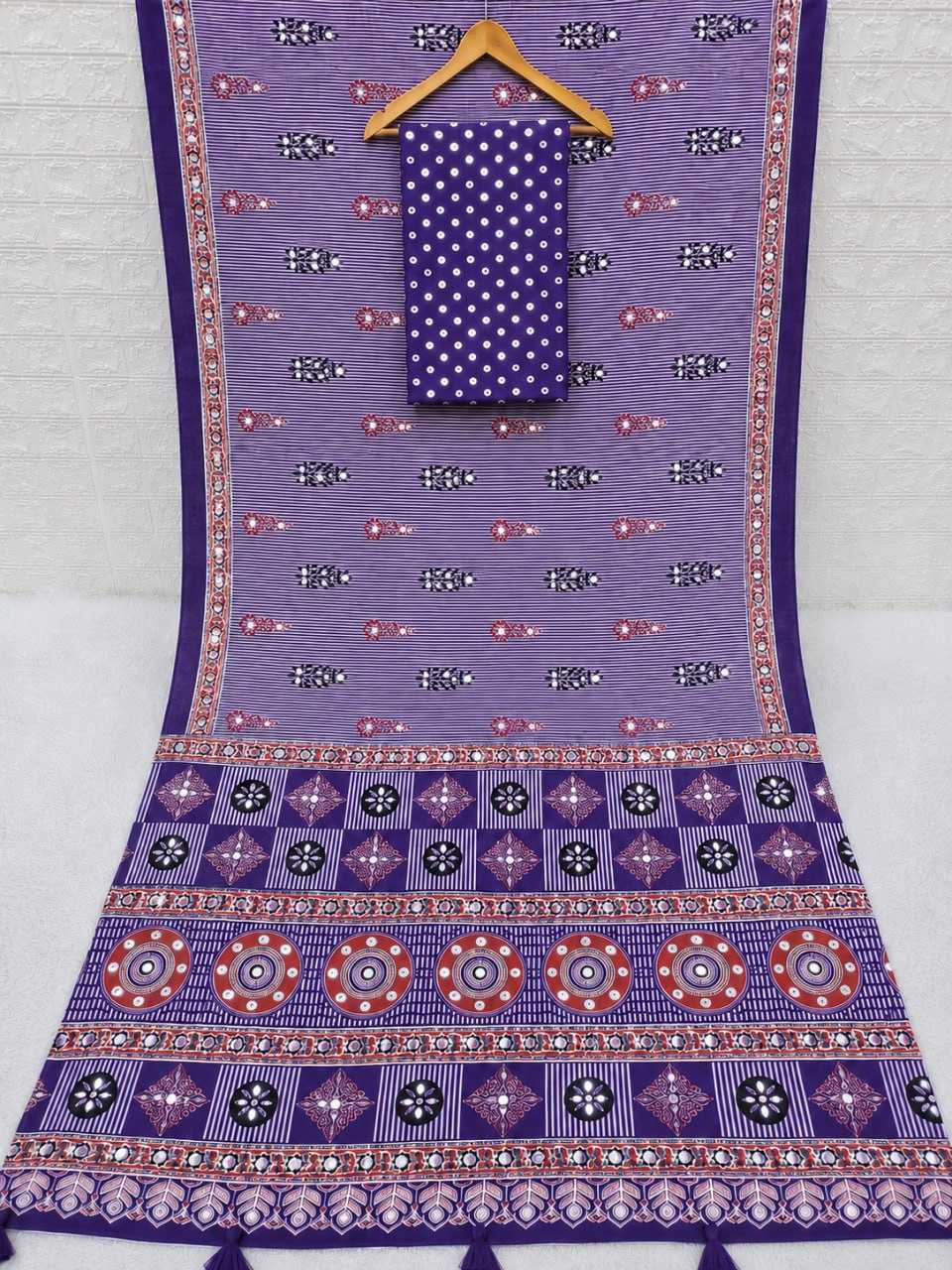Japan Sartin Printed Saree in Dark Wine