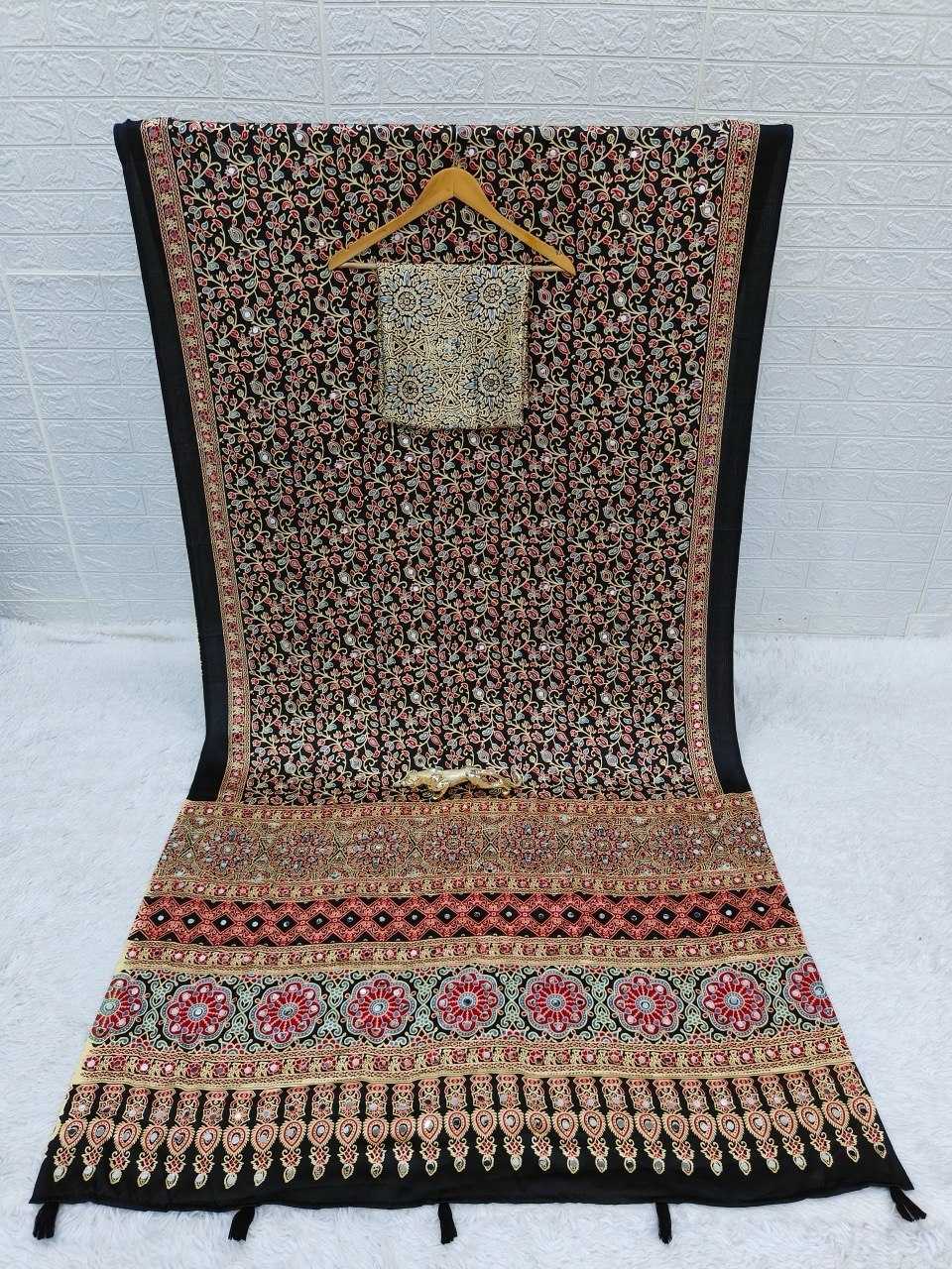 Japan Sartin Printed Saree in Rani