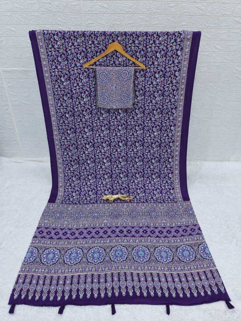 Japan Sartin Printed Saree in Rani