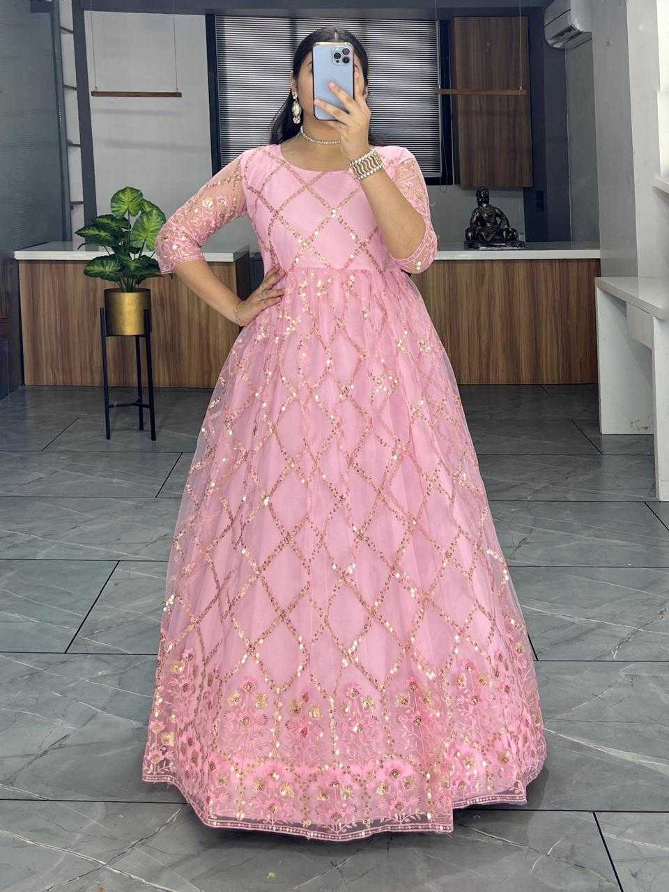 Net Embroidery Gown