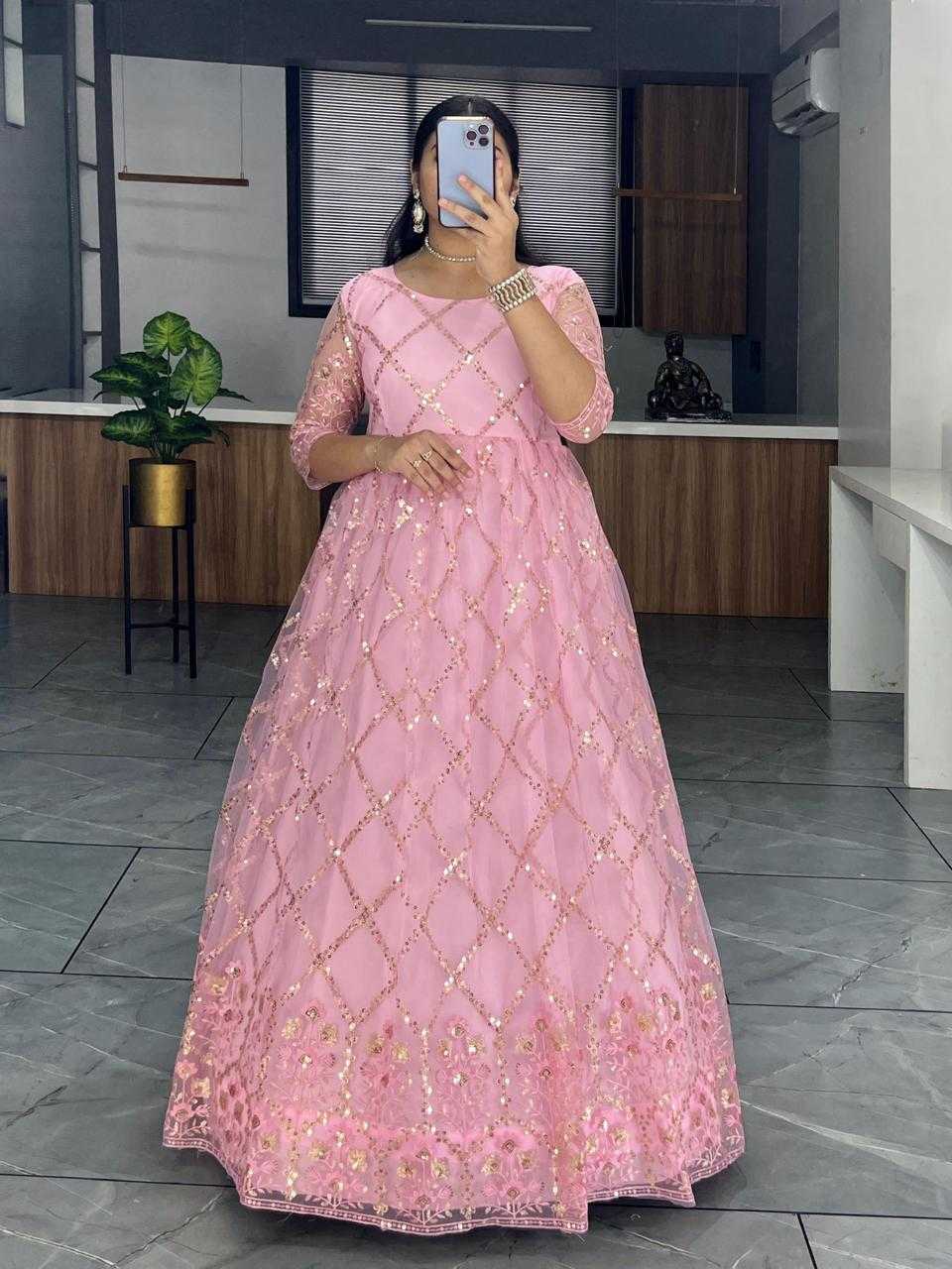Net Embroidery Gown