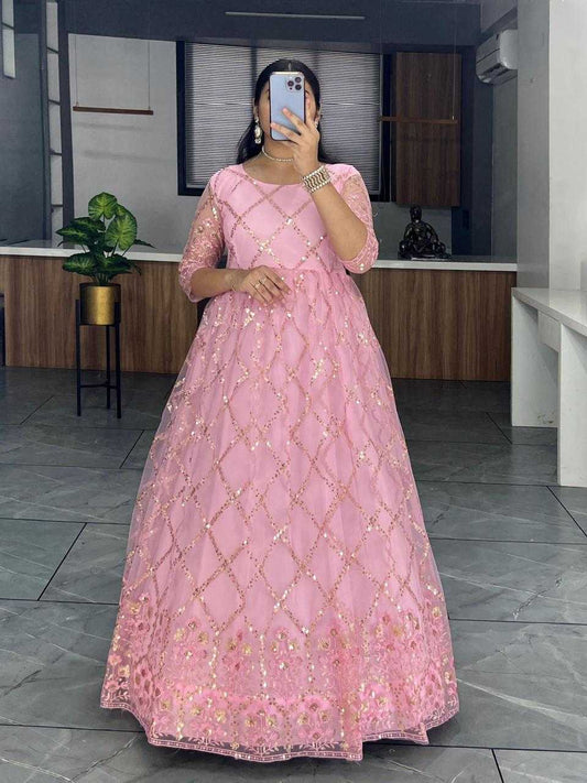 Net Embroidery Gown