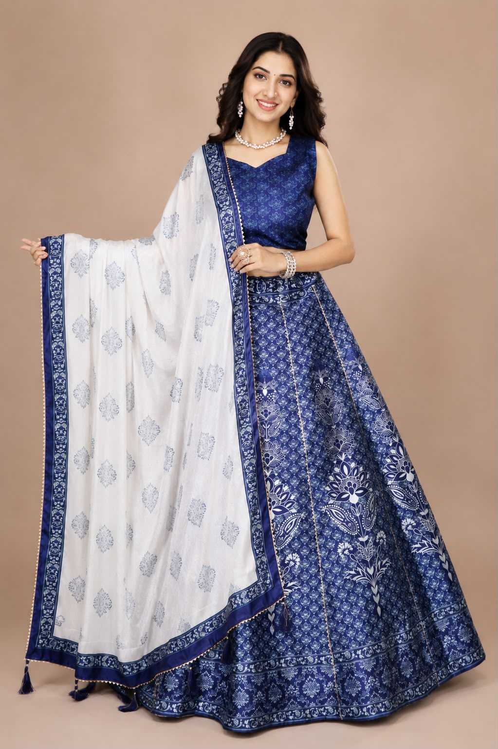 Art Silk Traditional Lehenga in Rani