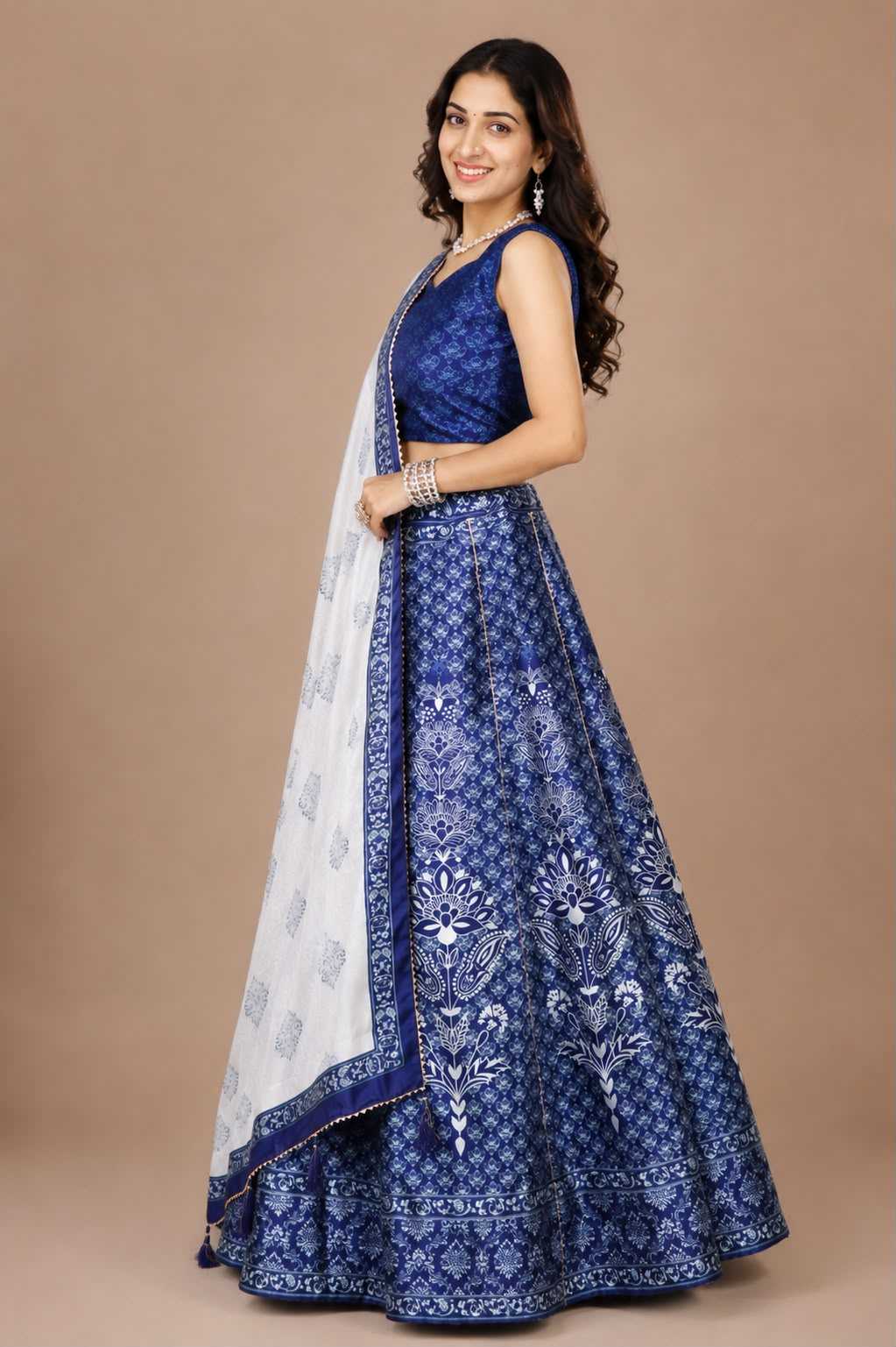 Art Silk Traditional Lehenga in Rani