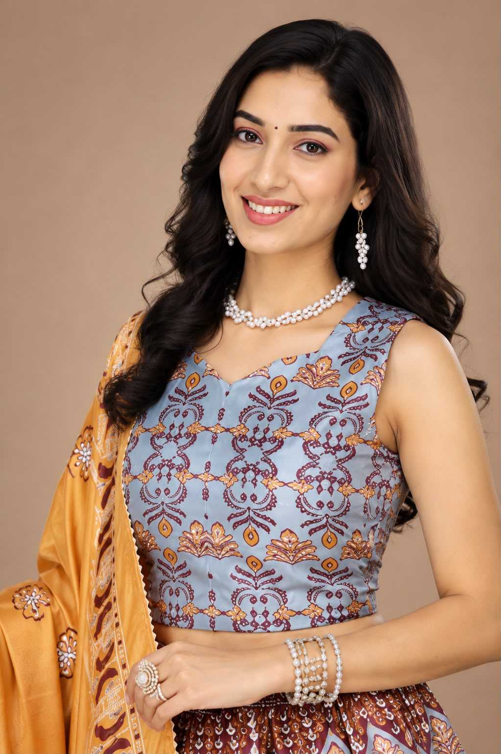 Art Silk Traditional Lehenga in Rani