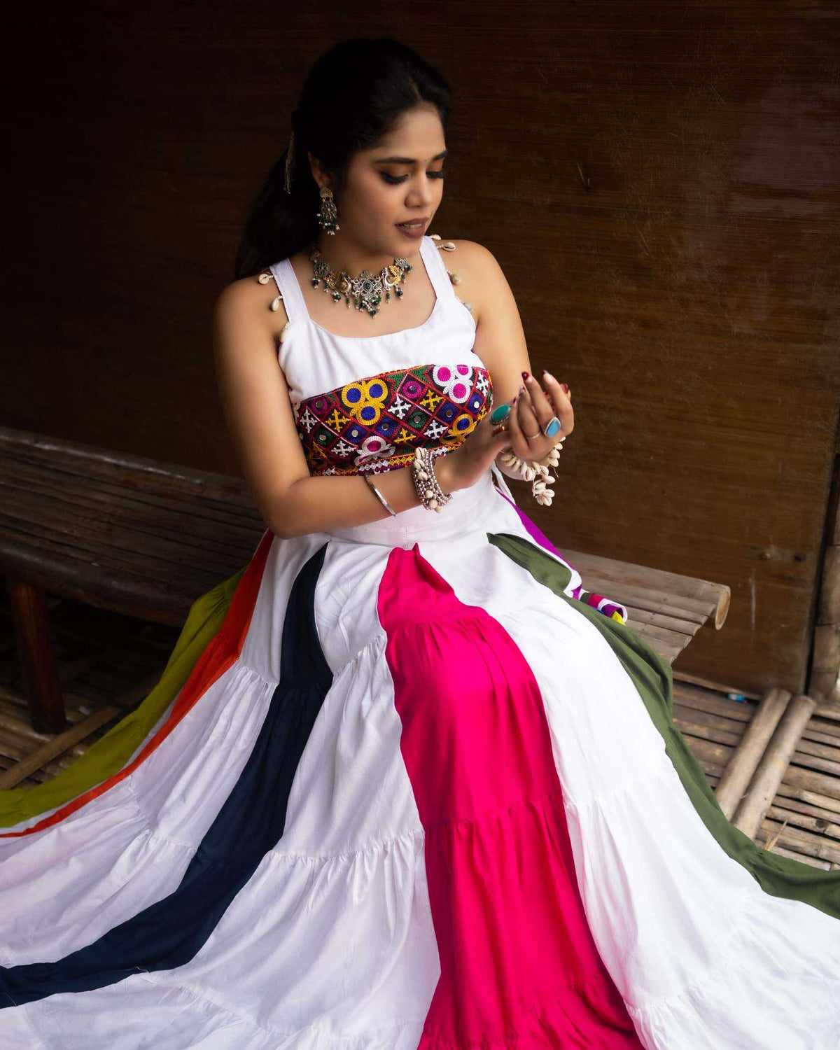 Cotton Designer Lehenga in Mehndi