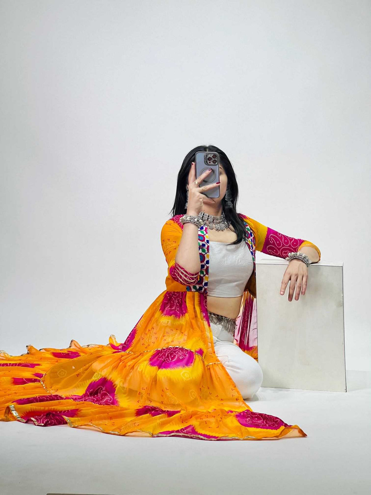Faux Georgette Printed Suit in Rani