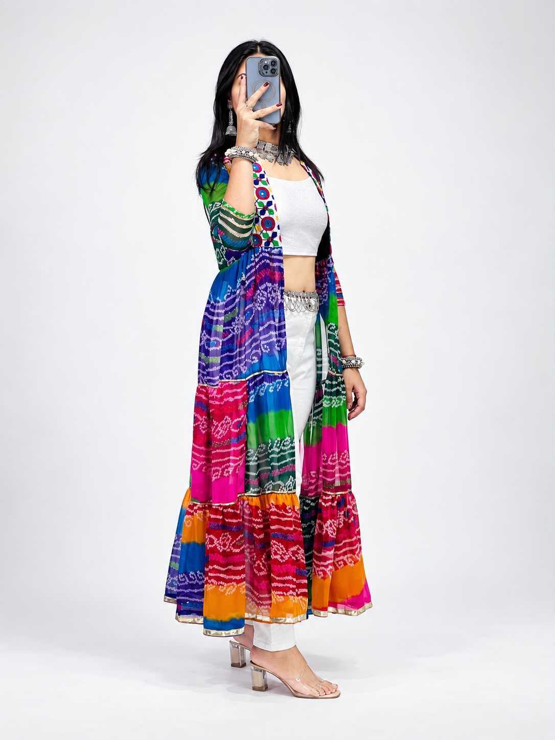 Faux Georgette Printed Suit in Rani