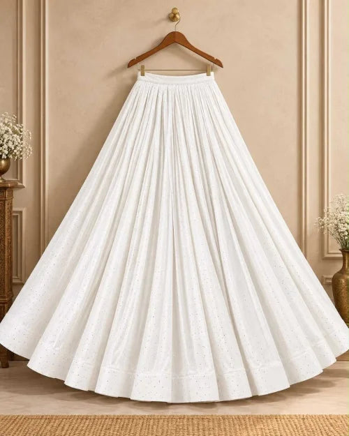 Cotton Designer Lehenga in White