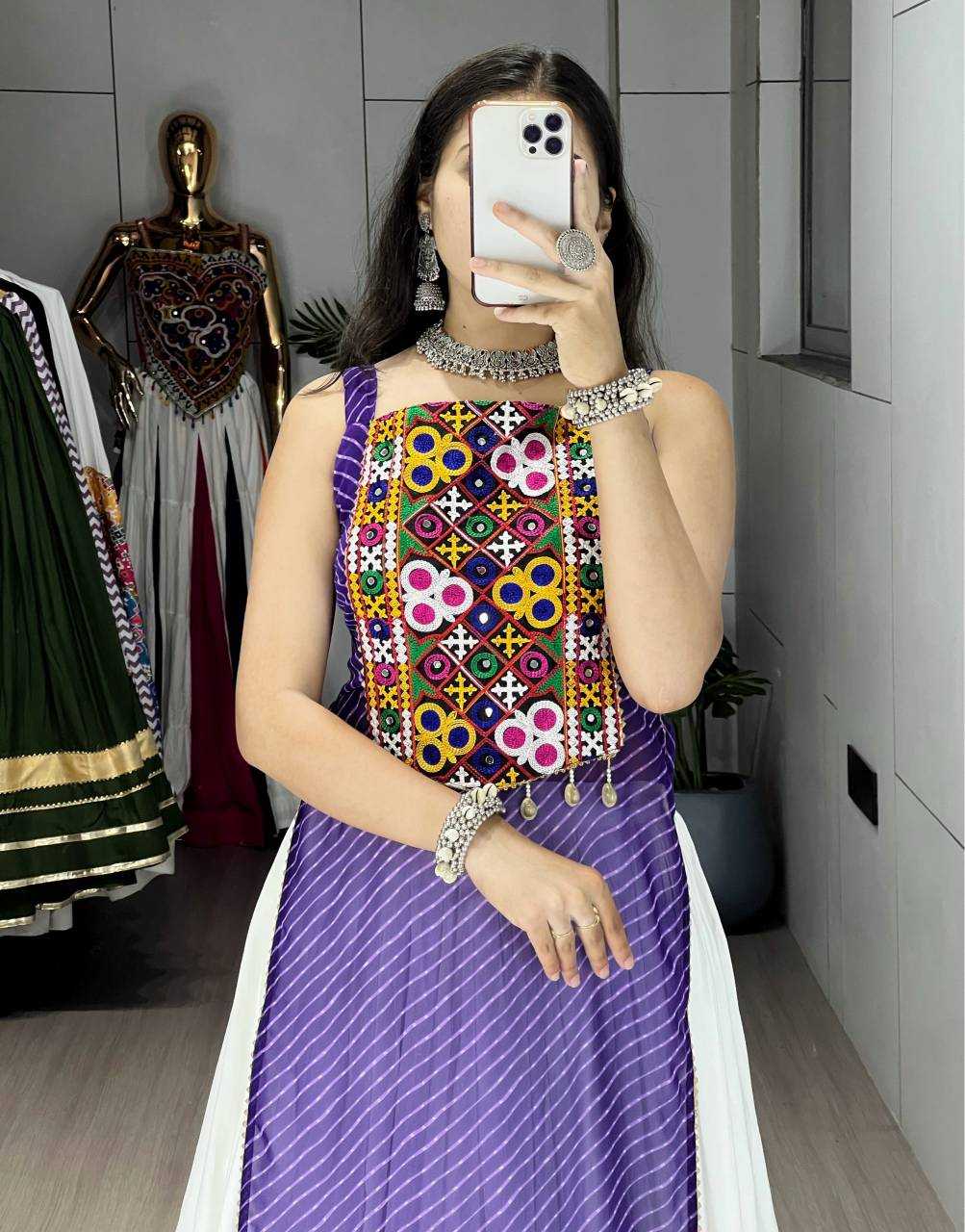 Georgette Printed Lehenga in Lavender