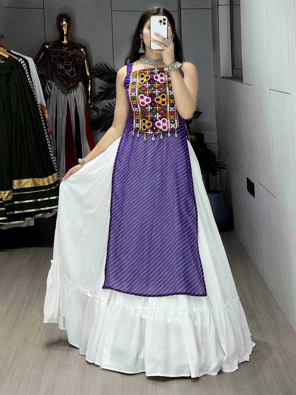 Georgette Printed Lehenga in Lavender
