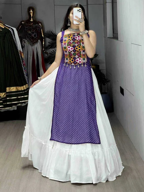 Georgette Printed Lehenga in Lavender