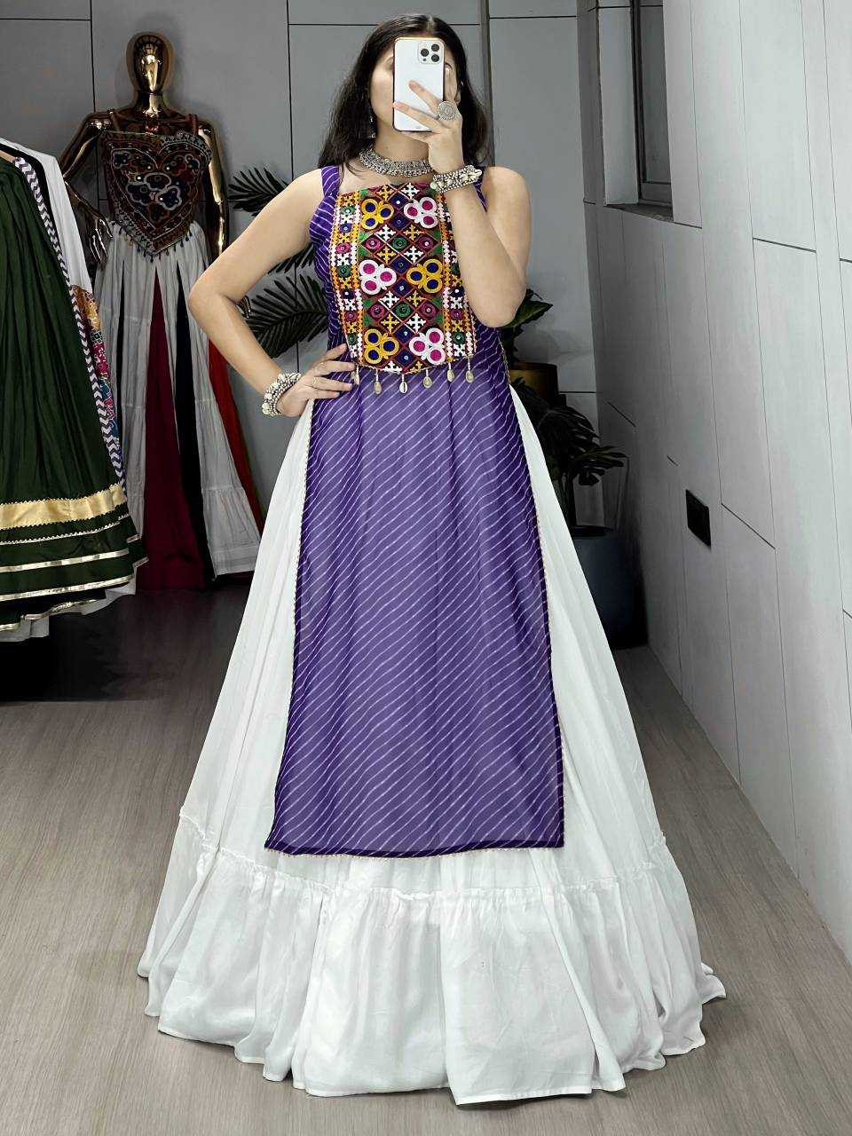 Georgette Printed Lehenga in Lavender