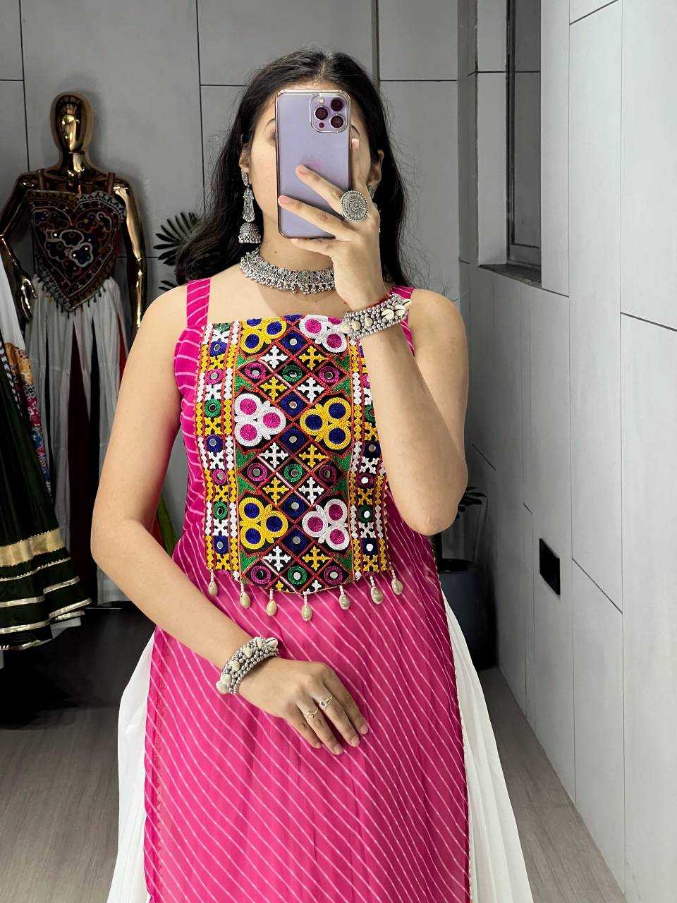 Georgette Printed Lehenga in Lavender