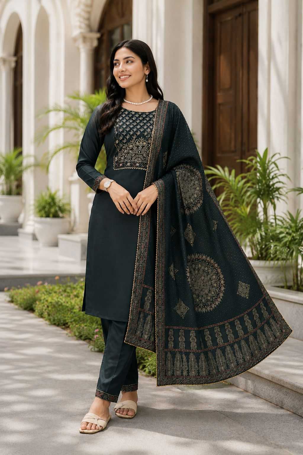 Chanderi Soft Designer Kurti in Black